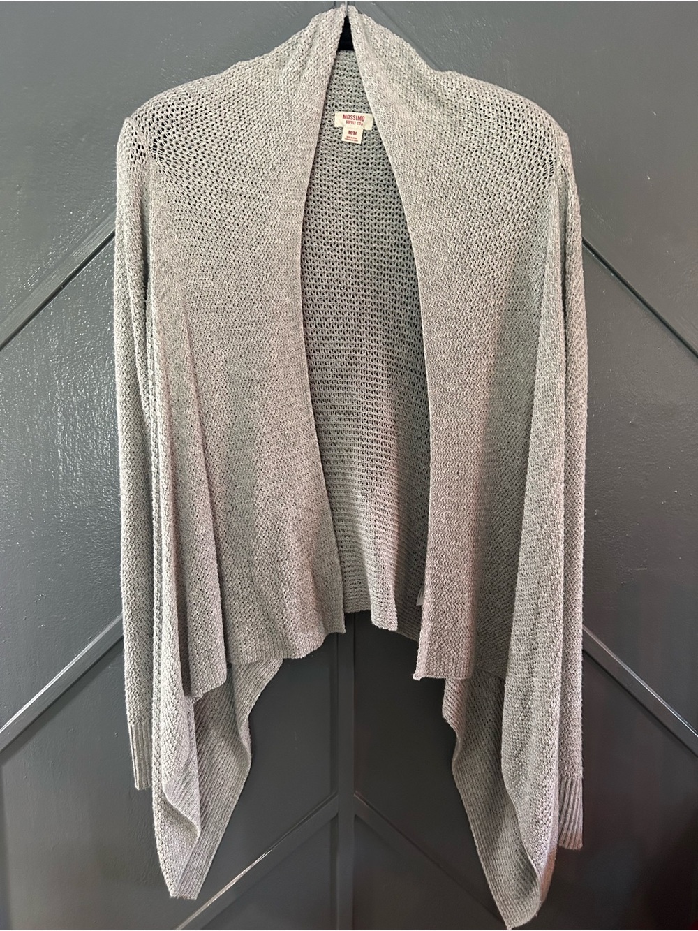 Mossimo Supply Co. Gray Open-Front Draped Knit Cardigan Medium